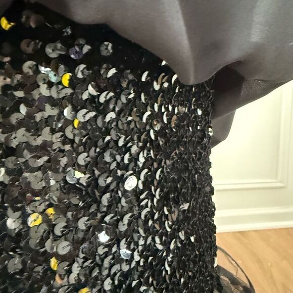 Vintage 80s Chez California by Tandy Black Shift Mermaid Ruffle Dress 1X - Picture 10 of 10